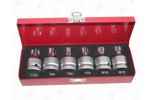 6 pcs 3/4" Dr. Spline and TamperProof Star Socket set T100 T90 T80 T70 M18 M16